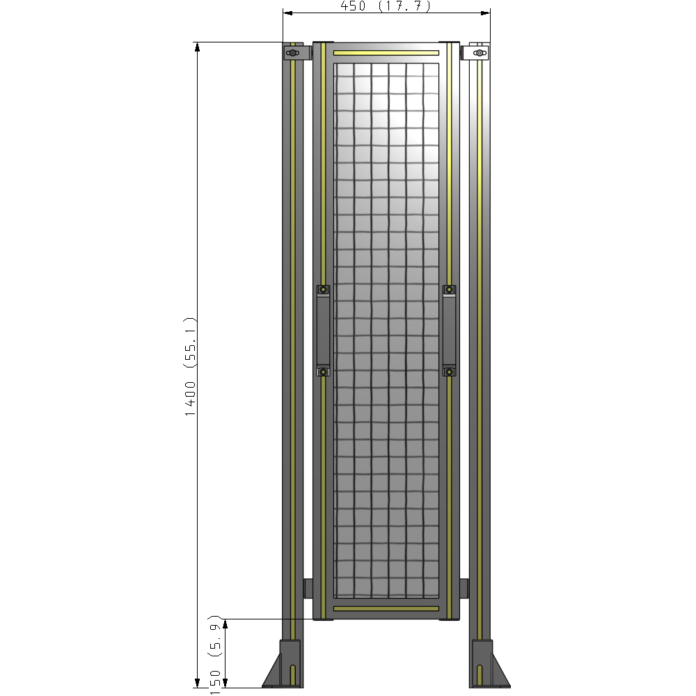 E3-1400-0450-0150-GYMTA SINGLE REMOVABLE PANEL WITH LEGS 1400MM X 450MM 1" MESH, FULLY ASSEMBLED