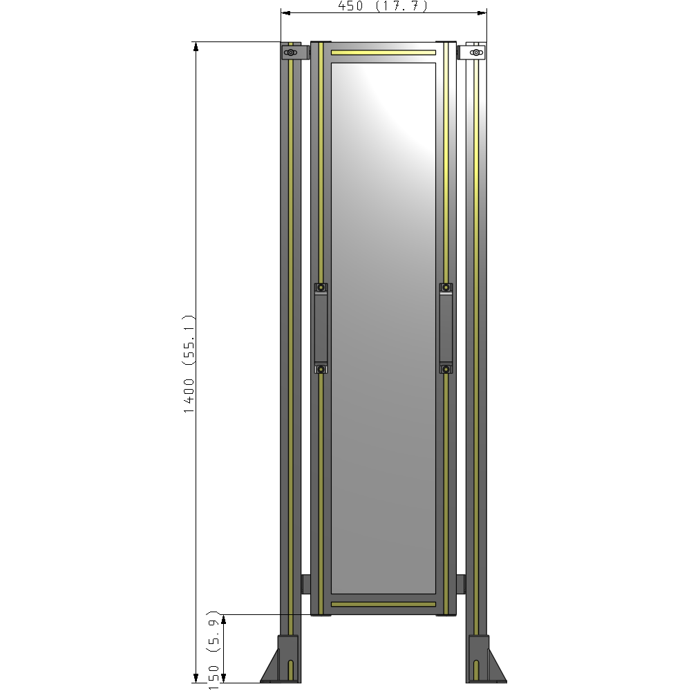 E3-1400-0450-0150-GYPTK SINGLE REMOVABLE PANEL WITH LEGS 1400MM X 450MM 1/4" POLYCARBONATE, AS A KIT