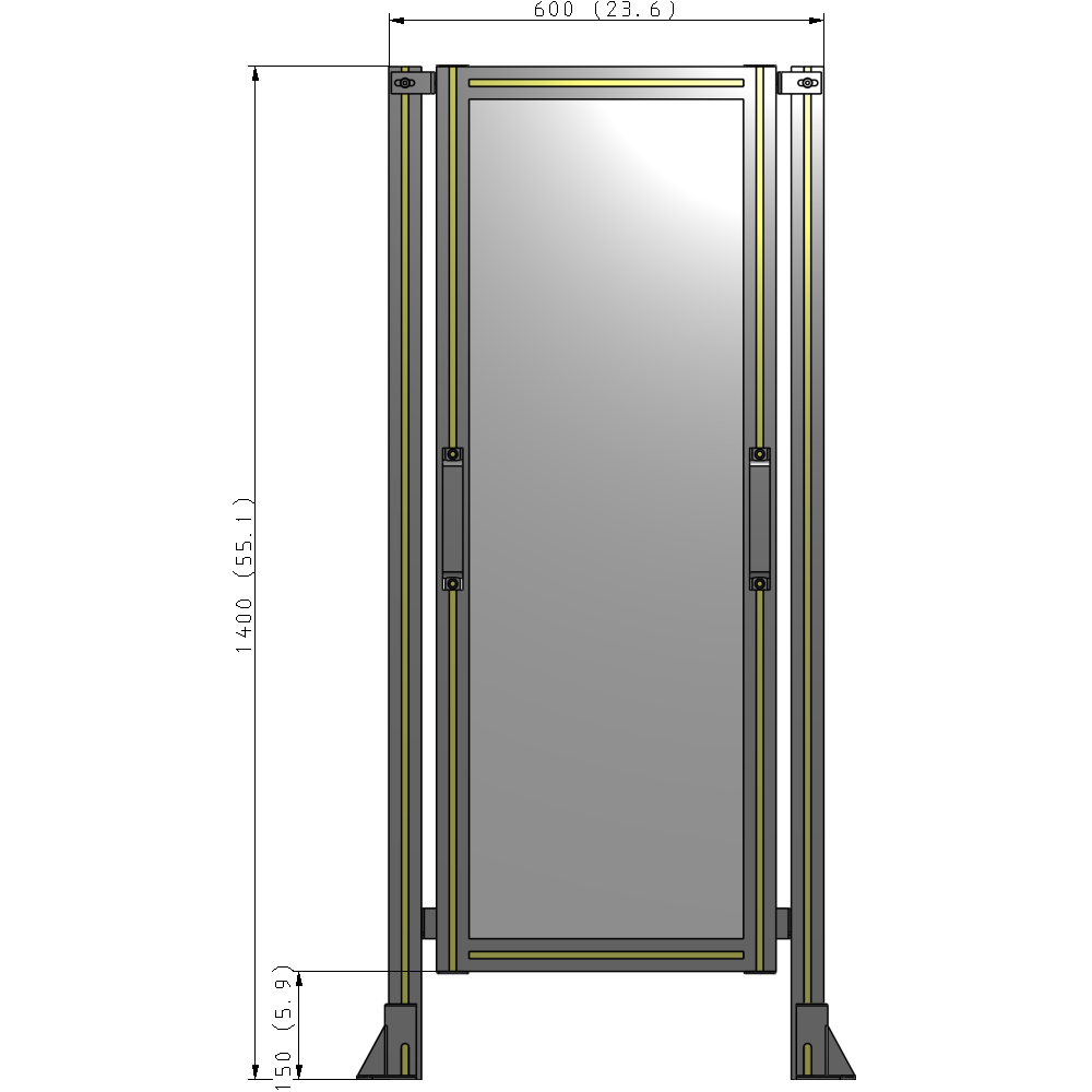 E3-1400-0600-0150-GYPTA SINGLE REMOVABLE PANEL WITH LEGS 1400MM X 600MM 1/4" POLYCARBONATE, FULLY ASSEMBLED