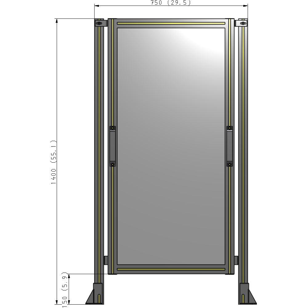 E3-1400-0750-0150-GYPTA SINGLE REMOVABLE PANEL WITH LEGS 1400MM X 750MM 1/4" POLYCARBONATE, FULLY ASSEMBLED