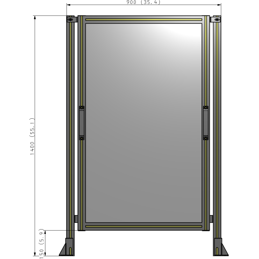 E3-1400-0900-0150-GYPTA SINGLE REMOVABLE PANEL WITH LEGS 1400MM X 900MM 1/4" POLYCARBONATE, FULLY ASSEMBLED