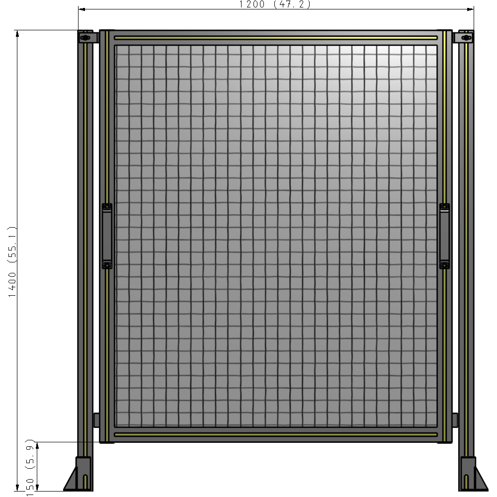 E3-1400-1200-0150-GYMTK SINGLE REMOVABLE PANEL WITH LEGS 1400MM X 1200MM 1" MESH, AS A KIT