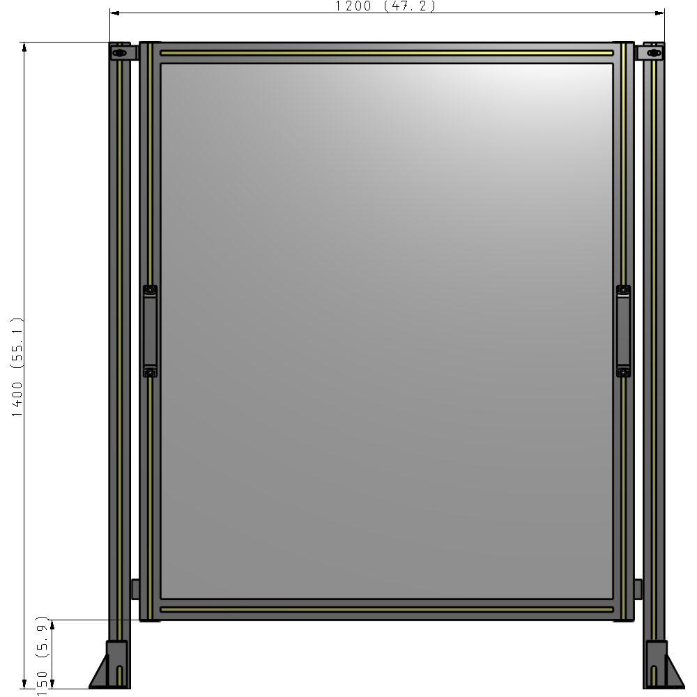 E3-1400-1200-0150-GYPTK SINGLE REMOVABLE PANEL WITH LEGS 1400MM X 1200MM 1/4" POLYCARBONATE, AS A KIT