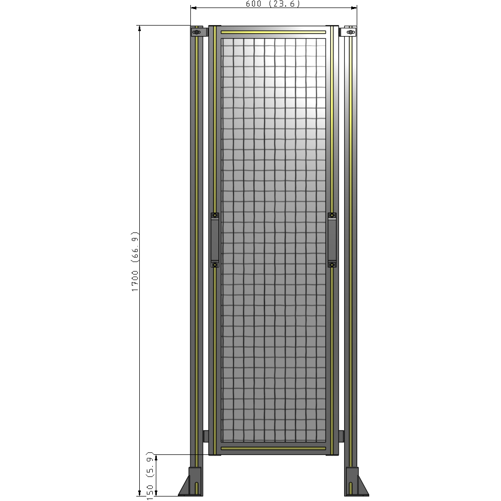E3-1700-0600-0150-GYMTA SINGLE REMOVABLE PANEL WITH LEGS 1700MM X 600MM 1" MESH, FULLY ASSEMBLED