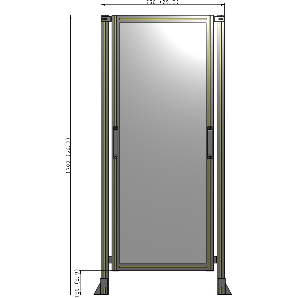 E3-1700-0750-0150-GYPTK SINGLE REMOVABLE PANEL WITH LEGS 1700MM X 750MM 1/4" POLYCARBONATE, AS A KIT