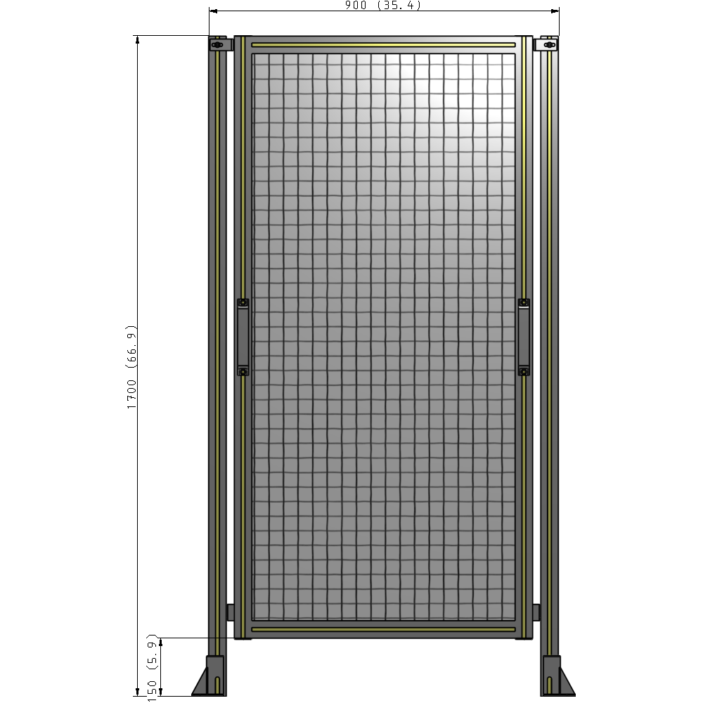 E3-1700-0900-0150-GYMTA SINGLE REMOVABLE PANEL WITH LEGS 1700MM X 900MM 1" MESH, FULLY ASSEMBLED