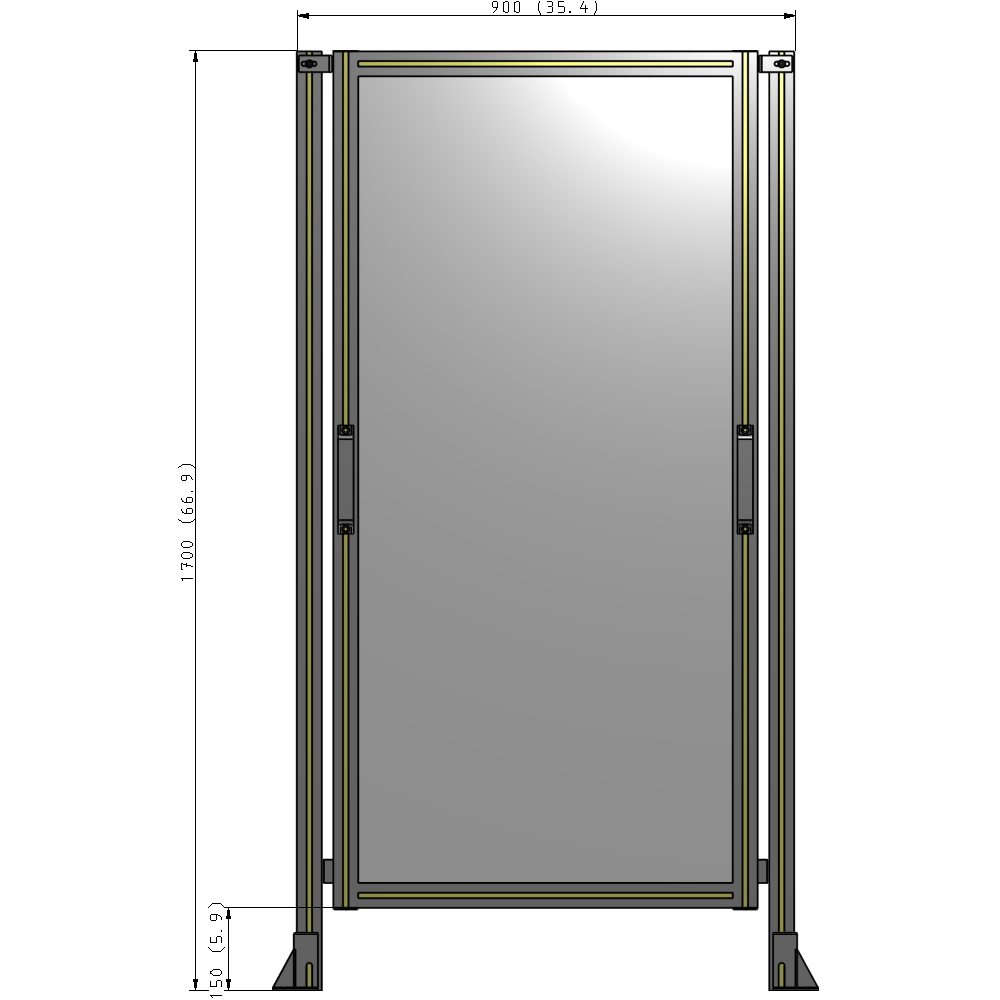 E3-1700-0900-0150-GYPTK SINGLE REMOVABLE PANEL WITH LEGS 1700MM X 900MM 1/4" POLYCARBONATE, AS A KIT