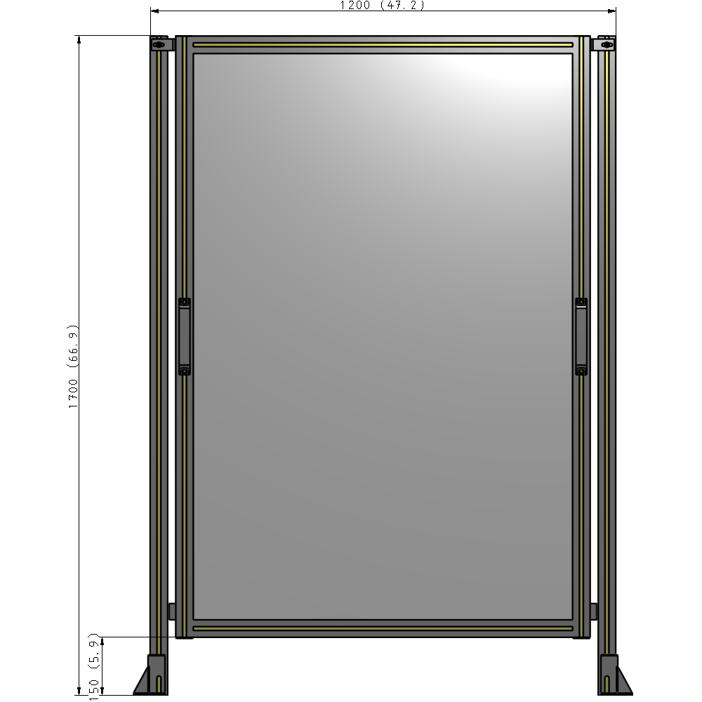 E3-1700-1200-0150-GYPTA SINGLE REMOVABLE PANEL WITH LEGS 1700MM X 1200MM 1/4" POLYCARBONATE, FULLY ASSEMBLED