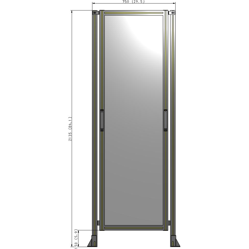 E3-2135-0750-0150-GYPTK SINGLE REMOVABLE PANEL WITH LEGS 2135MM X 750MM 1/4" POLYCARBONATEONATE, AS A KIT