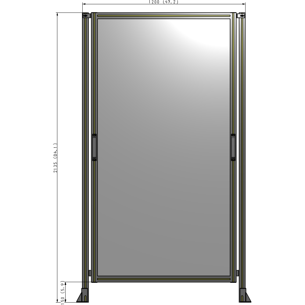 E3-2135-1200-0150-GYPTK SINGLE REMOVABLE PANEL WITH LEGS 2135MM X 1200MM 1/4" POLYCARBONATE, FULLY ASSEMBLED