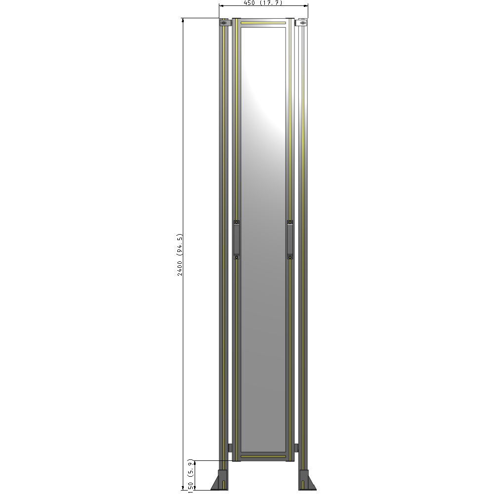 E3-2400-0450-0150-GYPTA SINGLE REMOVABLE PANEL WITH LEGS 2400MM X 450MM 1/4" POLYCARBONATEONATE, AS A KIT