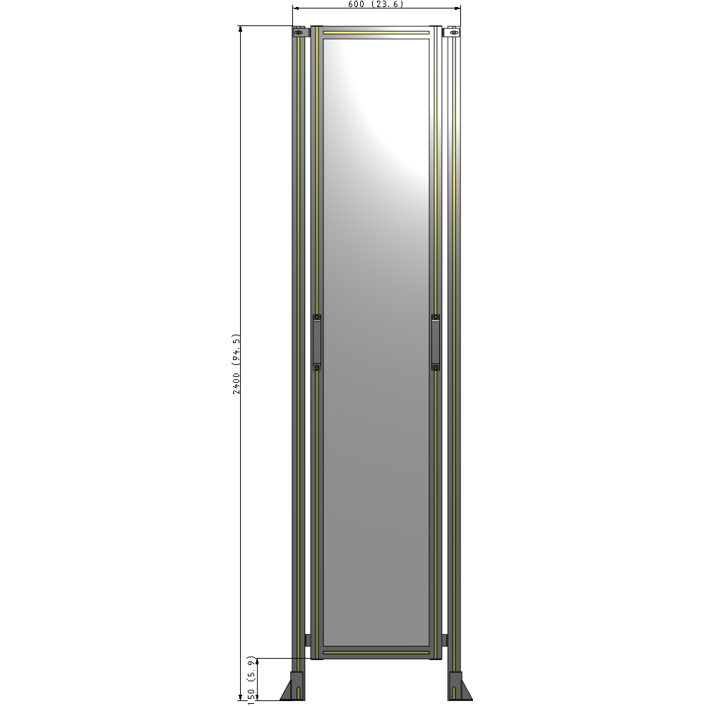 E3-2400-0600-0150-GYPTK SINGLE REMOVABLE PANEL WITH LEGS 2400MM X 600MM 1/4" POLYCARBONATE, FULLY ASSEMBLED