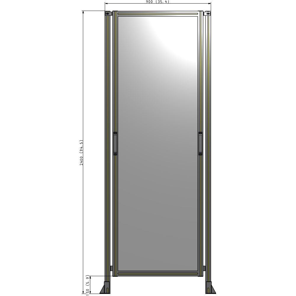 E3-2400-0900-0150-GYPTK SINGLE REMOVABLE PANEL WITH LEGS 2400MM X 900MM 1/4" POLYCARBONATEONATE, AS A KIT