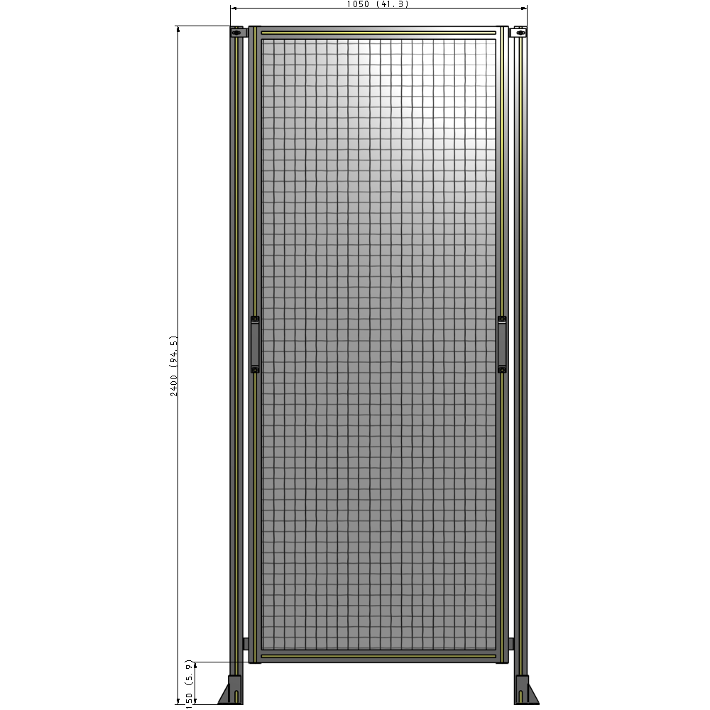E3-2400-1050-0150-GYMTK SINGLE REMOVABLE PANEL WITH LEGS 2400MM X 1050MM 1" MESH, AS A KIT
