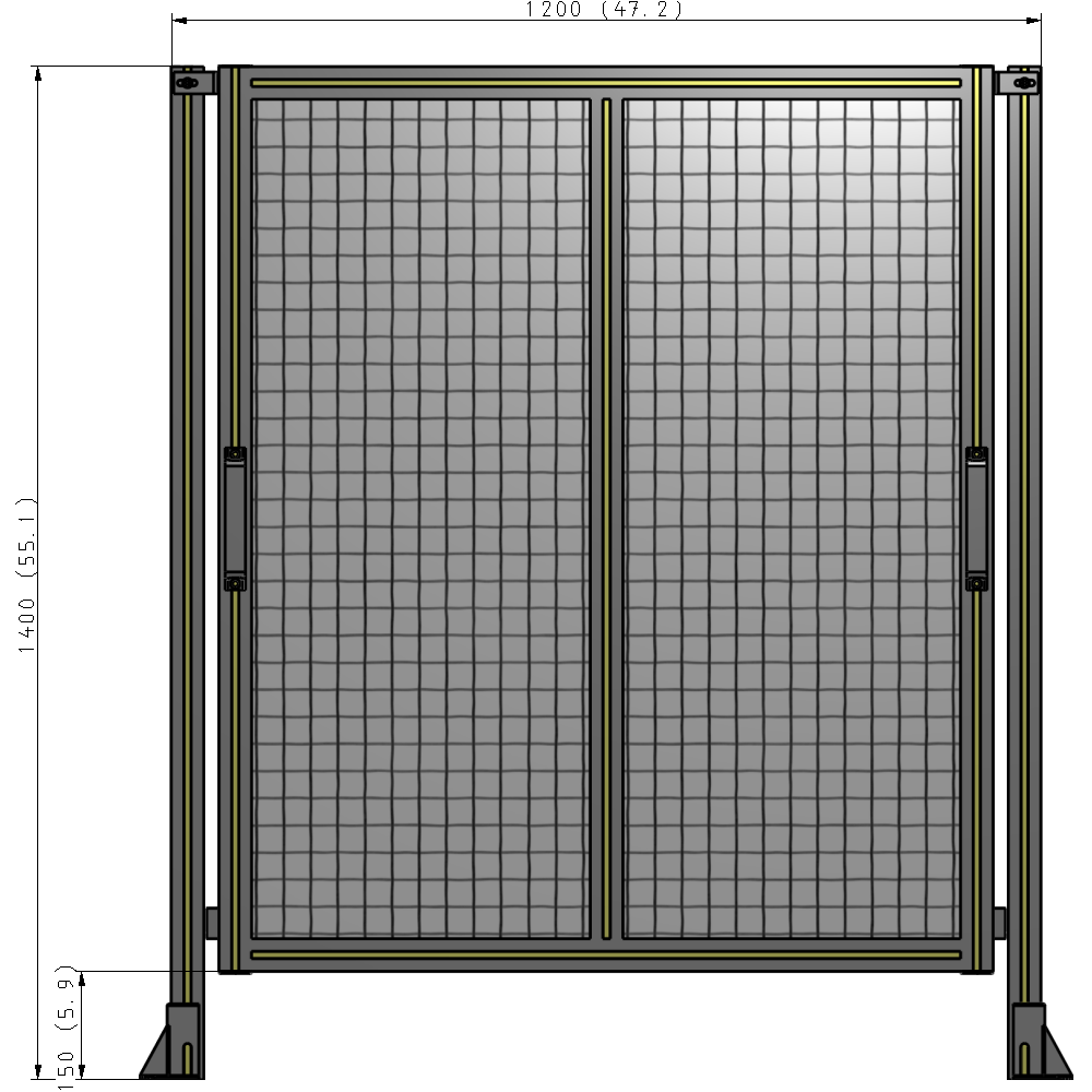 E4-1400-1200-0150-GYMTK DOUBLE REMOVABLE PANEL WITH LEGS 1400MM X 1200MM 1" MESH, AS A KIT
