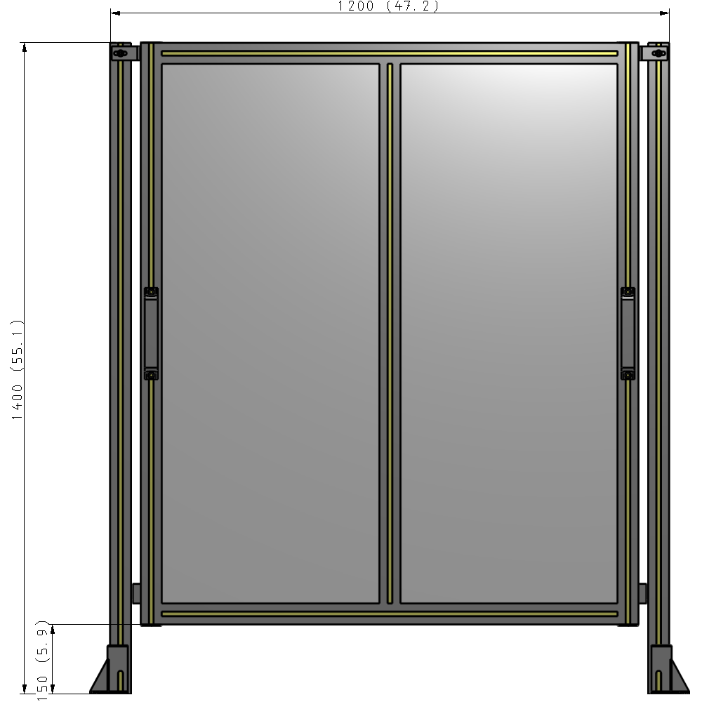 E4-1400-1200-0150-GYPTK DOUBLE REMOVABLE PANEL WITH LEGS 1400MM X 1200MM 1/4" POLYCARBONATE, AS A KIT