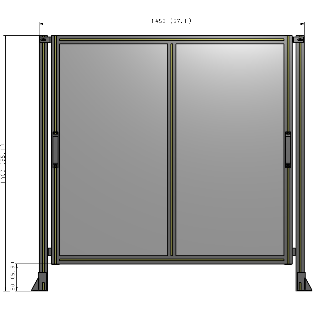 E4-1400-1450-0150-GYPTA DOUBLE REMOVABLE PANEL WITH LEGS  1400MM X 1450MM 1/4" POLYCARBONATE, FULLY ASSEMBLED
