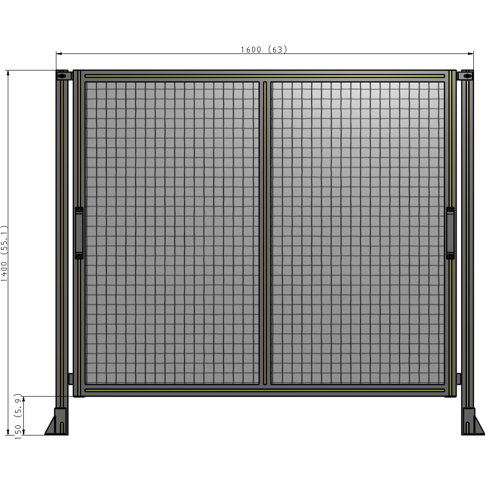 E4-1400-1600-0150-GYMTK DOUBLE REMOVABLE PANEL WITH LEGS 1400MM X 1600MM 1" MESH, AS A KIT