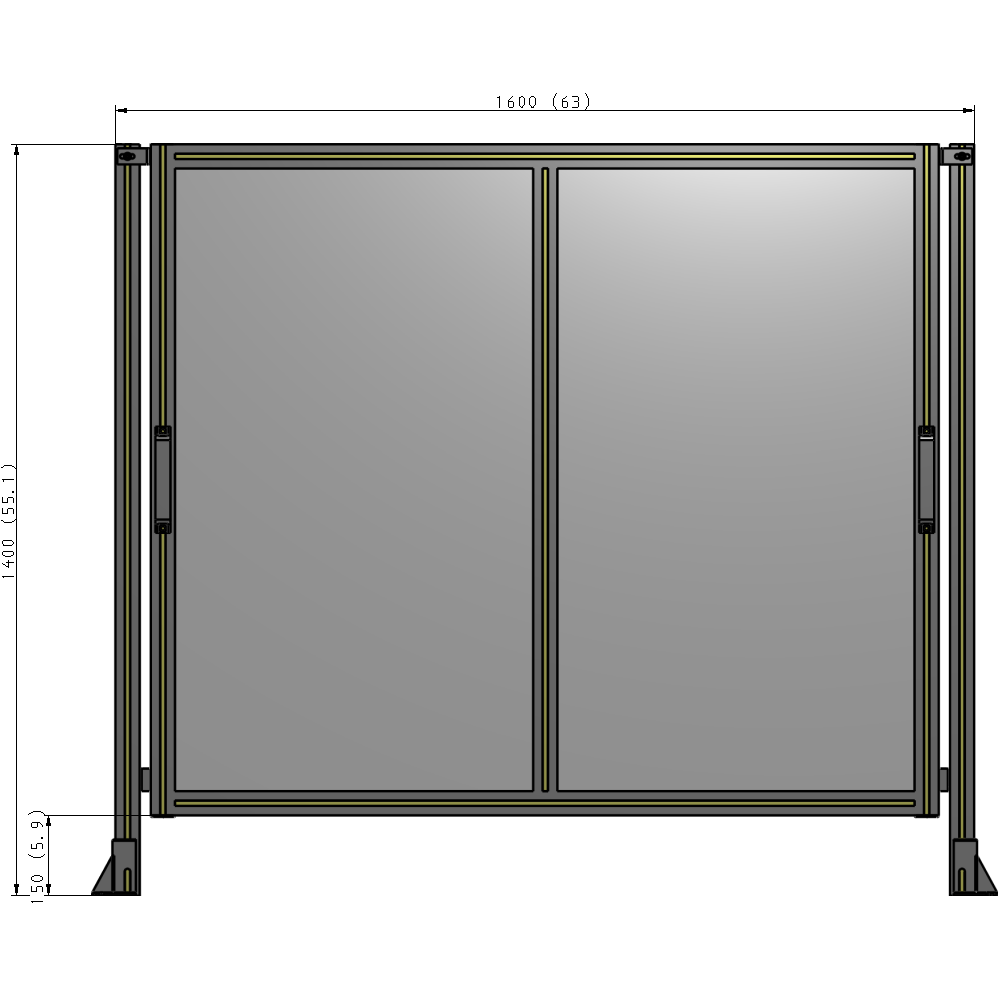 E4-1400-1600-0150-GYPTK DOUBLE REMOVABLE PANEL WITH LEGS 1400MM X 1600MM 1/4" POLYCARB, AS A KIT