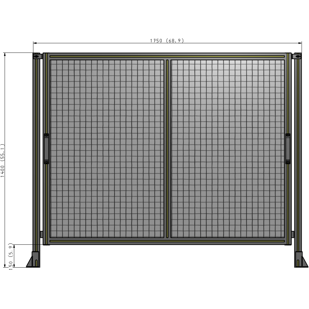 E4-1400-1750-0150-GYMTA DOUBLE REMOVABLE PANEL WITH LEGS  1400MM X 1750MM 1" MESH, FULLY ASSEMBLED
