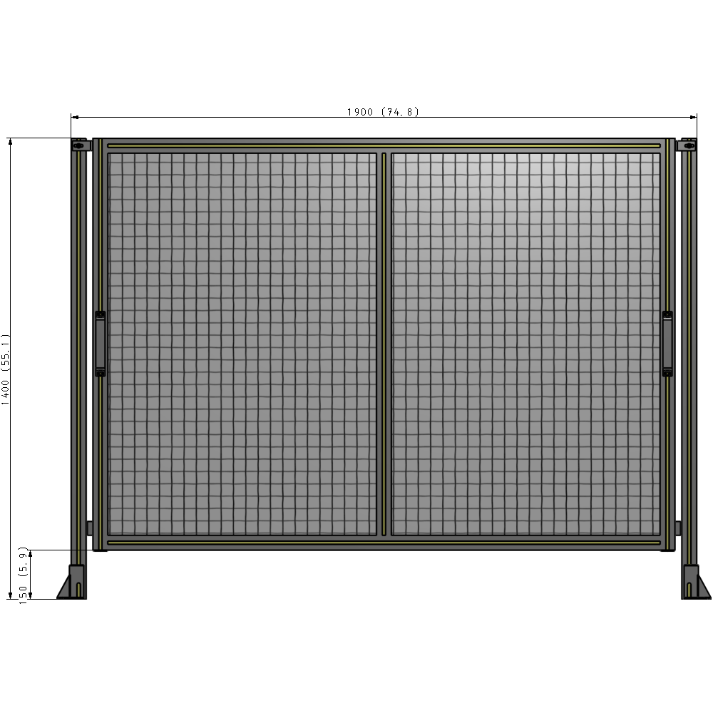 E4-1400-1900-0150-GYMTK DOUBLE REMOVABLE PANEL WITH LEGS 1400MM X 1900MM 1" MESH, AS A KIT