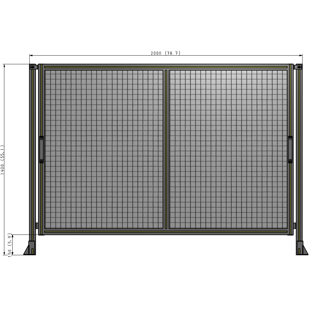 E4-1400-2000-0150-GYMTA DOUBLE REMOVABLE PANEL WITH LEGS  1400MM X 2000MM 1" MESH, FULLY ASSEMBLED