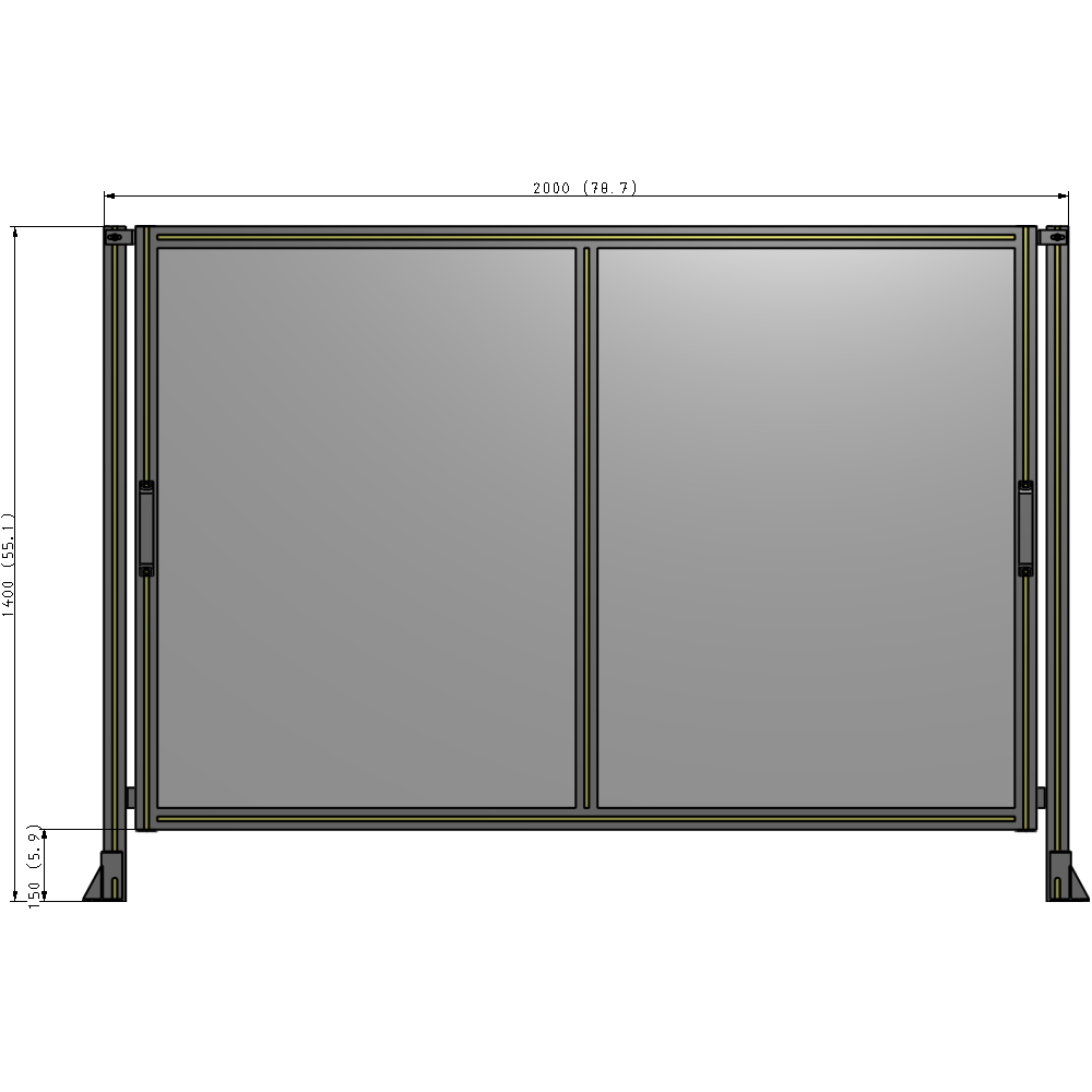 E4-1400-2000-0150-GYPTK DOUBLE REMOVABLE PANEL WITH LEGS 1400MM X 2000MM 1/4" POLYCARB, AS A KIT