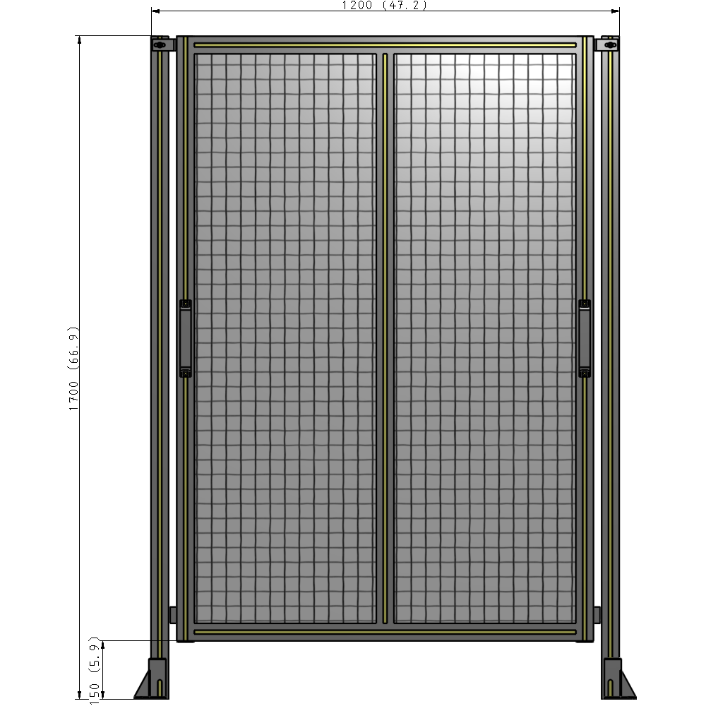 E4-1700-1200-0150-GYMTK DOUBLE REMOVABLE PANEL WITH LEGS 1700MM X 1200MM 1" MESH, AS A KIT