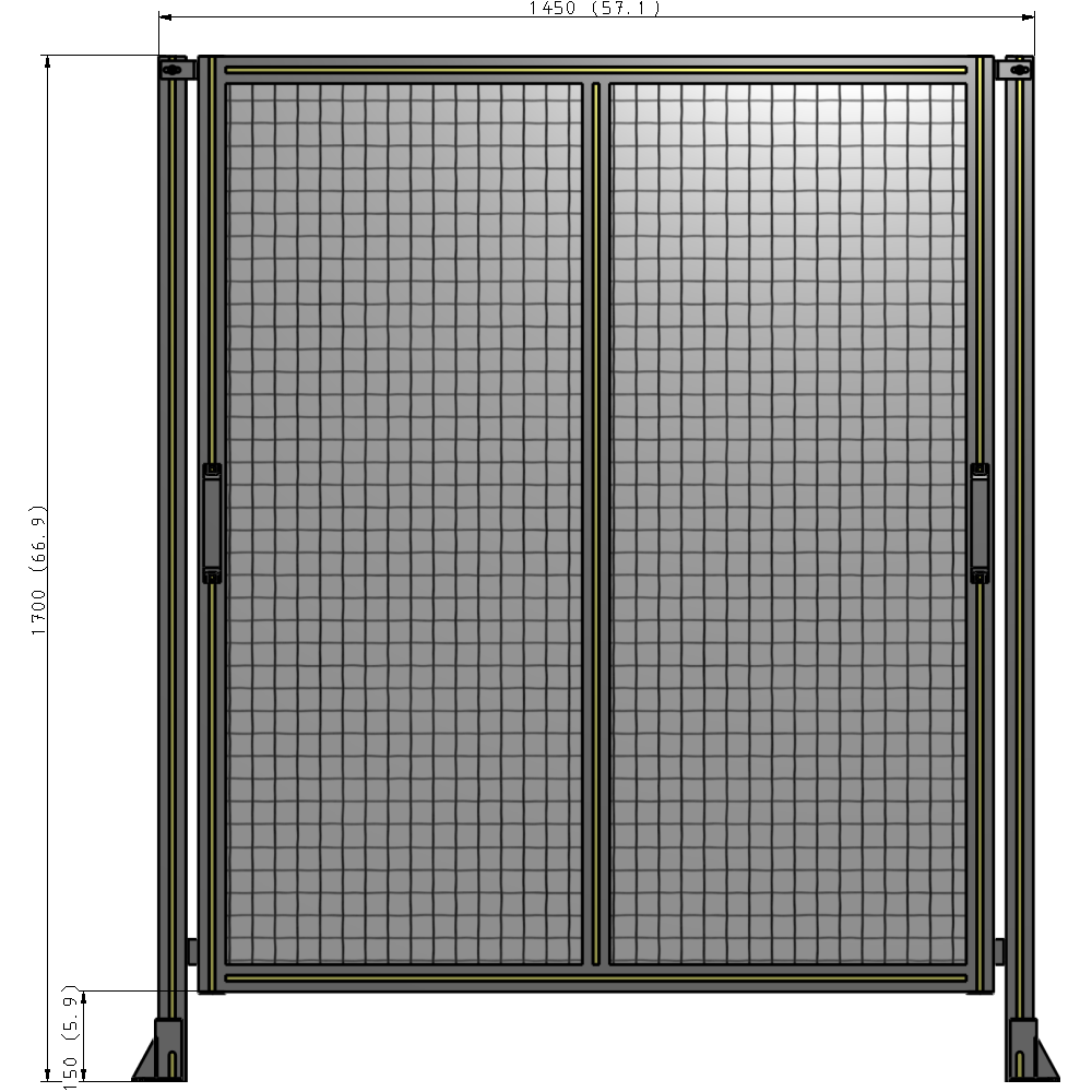 E4-1700-1450-0150-GYMTK DOUBLE REMOVABLE PANEL WITH LEGS 1700MM X 1450MM 1" MESH, AS A KIT