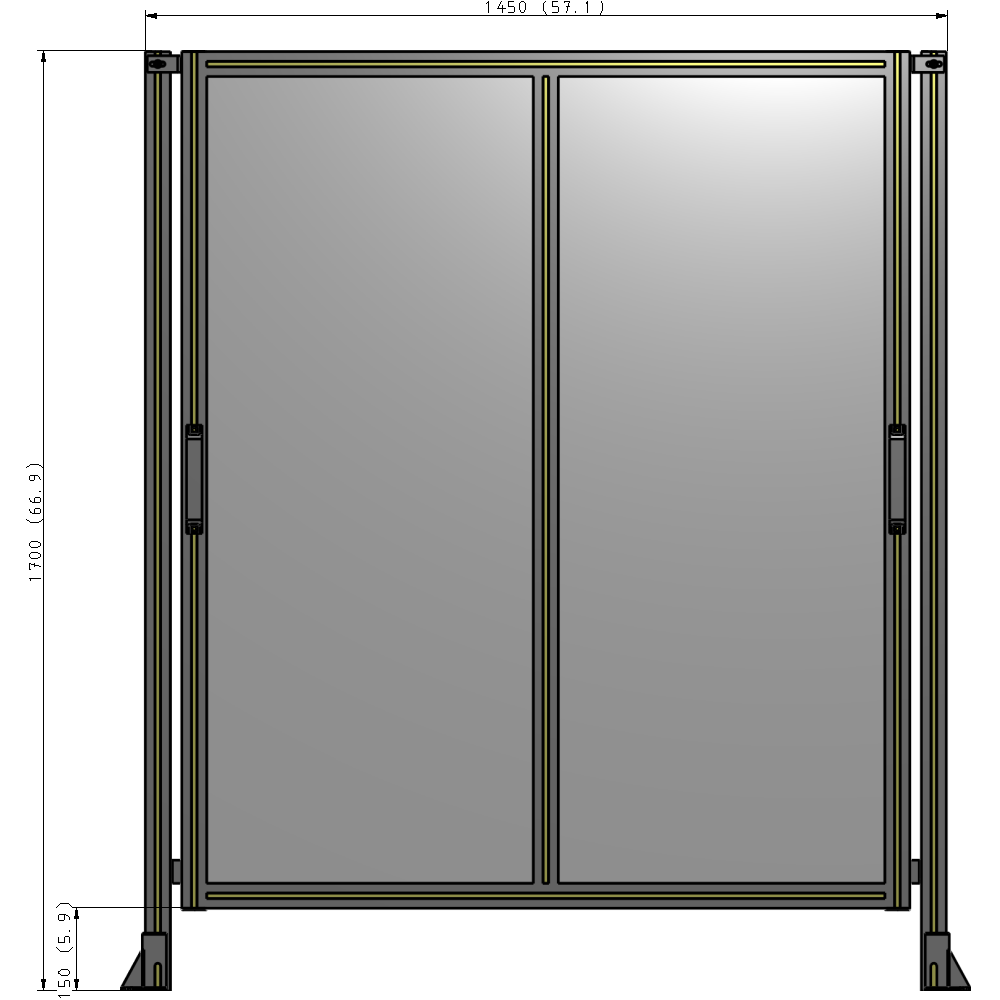 E4-1700-1450-0150-GYPTK DOUBLE REMOVABLE PANEL WITH LEGS 1700MM X 1450MM 1/4" POLYCARBONATE, AS A KIT