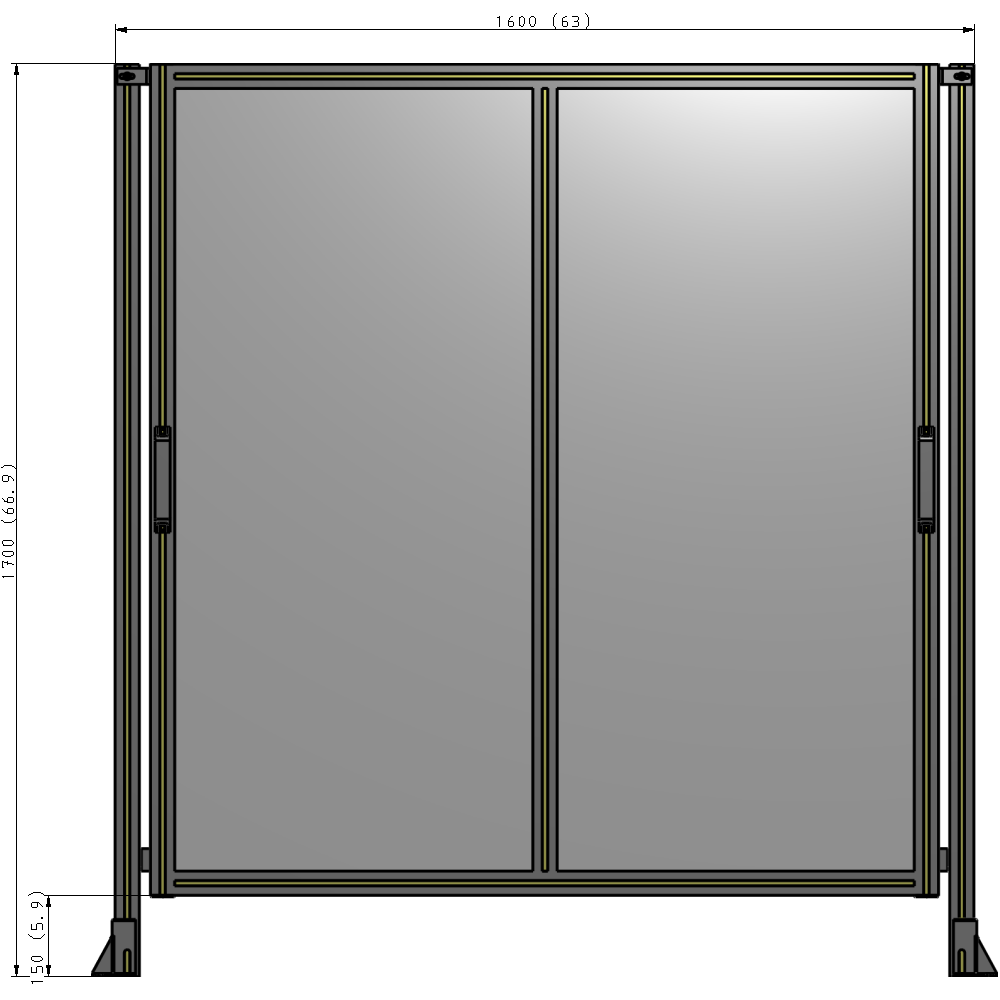 E4-1700-1600-0150-GYPTK DOUBLE REMOVABLE PANEL WITH LEGS 1700MM X 1600MM 1/4" POLYCARBONATE, AS A KIT