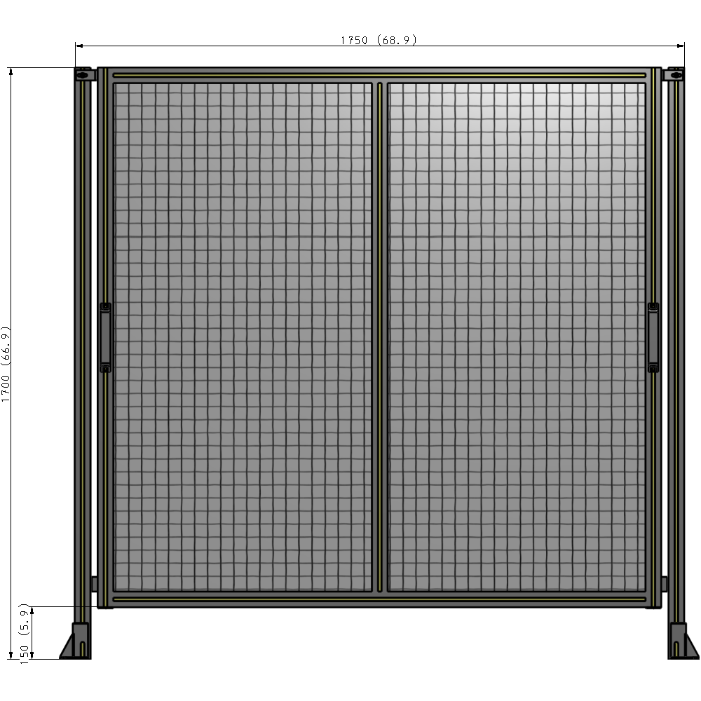 E4-1700-1750-0150-GYMTK DOUBLE REMOVABLE PANEL WITH LEGS 1700MM X 1750MM 1" MESH, AS A KIT
