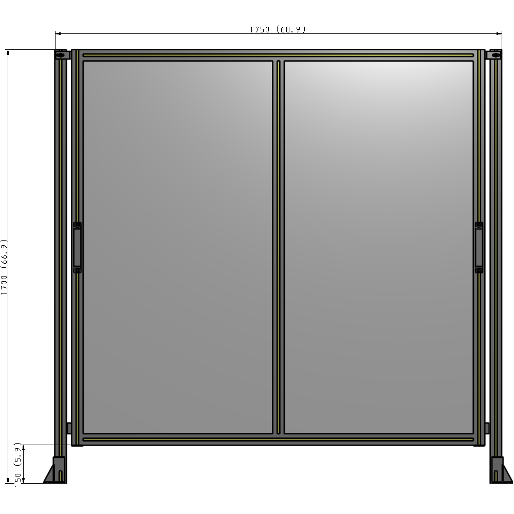 E4-1700-1750-0150-GYPTK DOUBLE REMOVABLE PANEL WITH LEGS 1700MM X 1750MM 1/4" POLYCARBONATE, AS A KIT