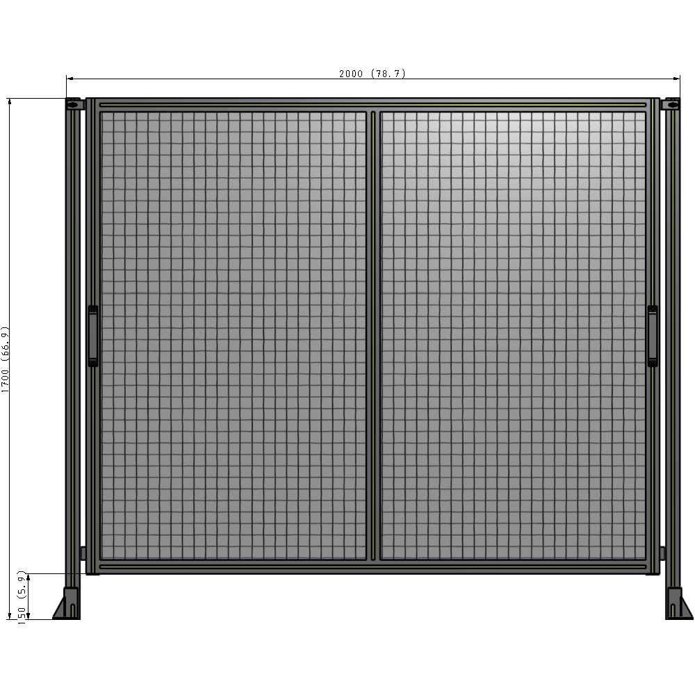 E4-1700-2000-0150-GYMTK DOUBLE REMOVABLE PANEL WITH LEGS 1700MM X 2000MM 1" MESH, AS A KIT