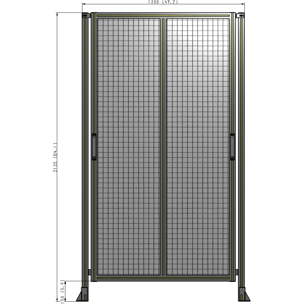 E4-2135-1200-0150-GYMTA DOUBLE REMOVABLE PANEL WITH LEGS  2135MM X 1200MM 1" MESH, FULLY ASSEMBLED