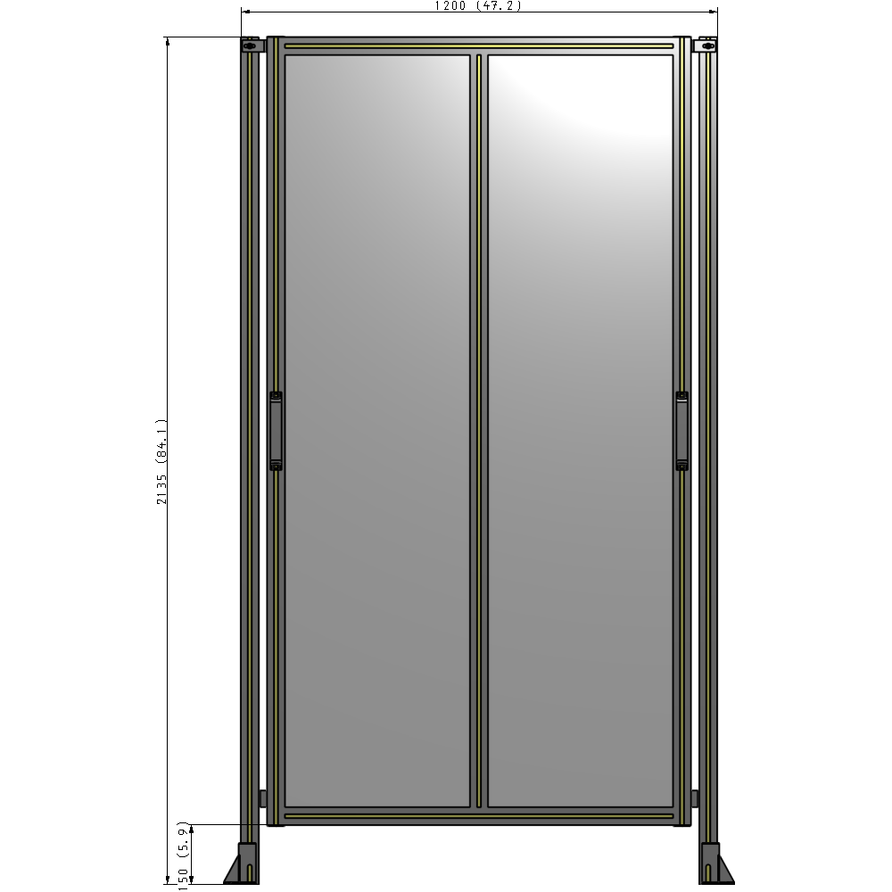 E4-2135-1200-0150-GYPTA DOUBLE REMOVABLE PANEL WITH LEGS  2135MM X 1200MM 1/4" POLYCARBONATE, FULLY ASSEMBLED