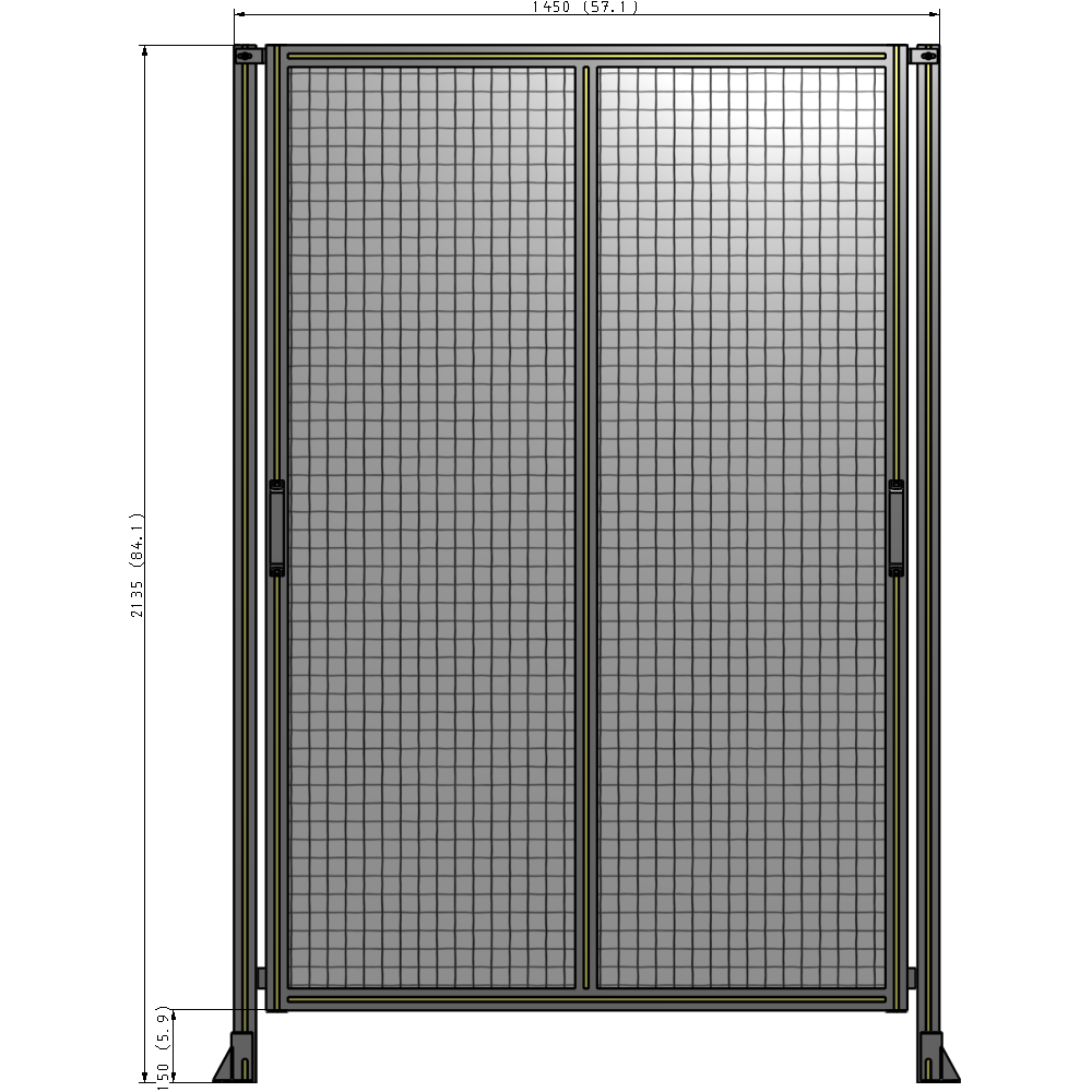 E4-2135-1450-0150-GYMTK DOUBLE REMOVABLE PANEL WITH LEGS 2135MM X 1450MM 1" MESH, AS A KIT