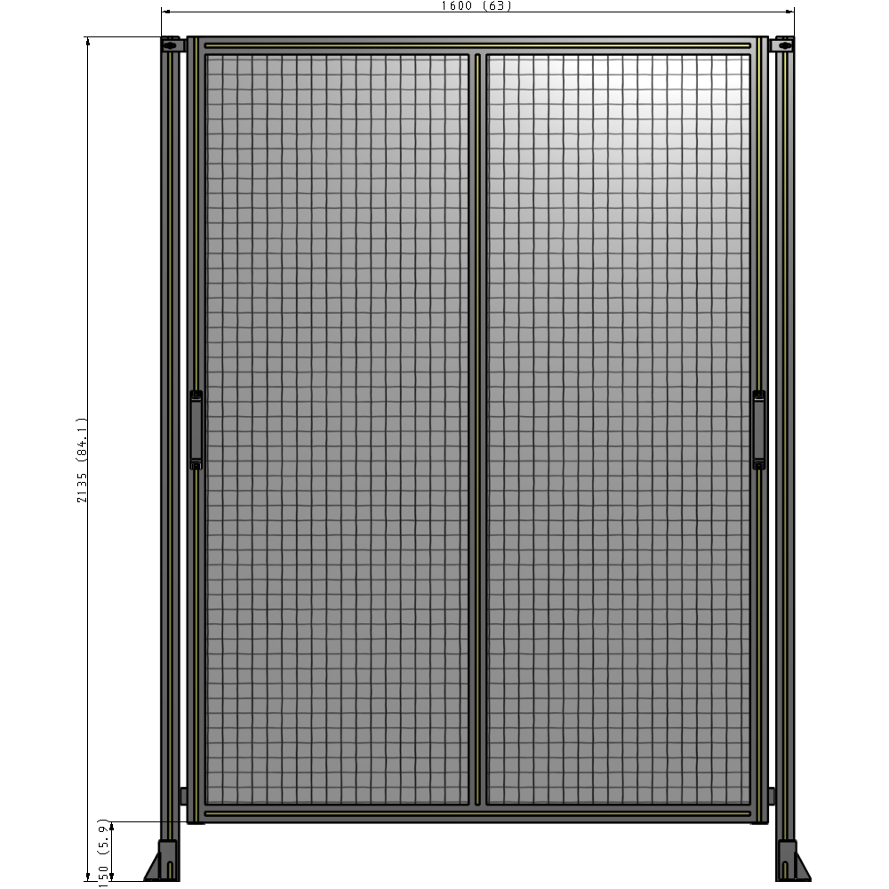 E4-2135-1600-0150-GYMTK DOUBLE REMOVABLE PANEL WITH LEGS 2135MM X 1600MM 1" MESH, AS A KIT