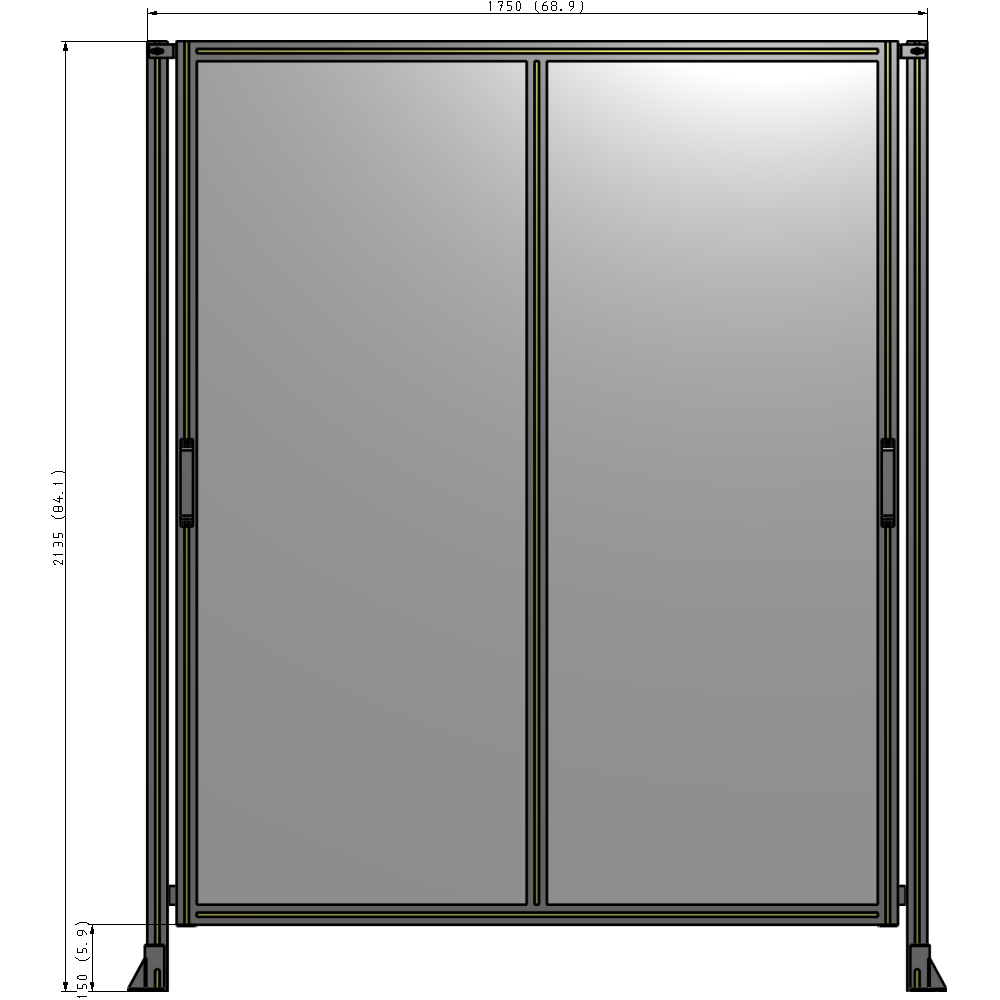 E4-2135-1750-0150-GYPTK DOUBLE REMOVABLE PANEL WITH LEGS 2135MM X 1750MM 1/4" POLYCARBONATE, AS A KIT