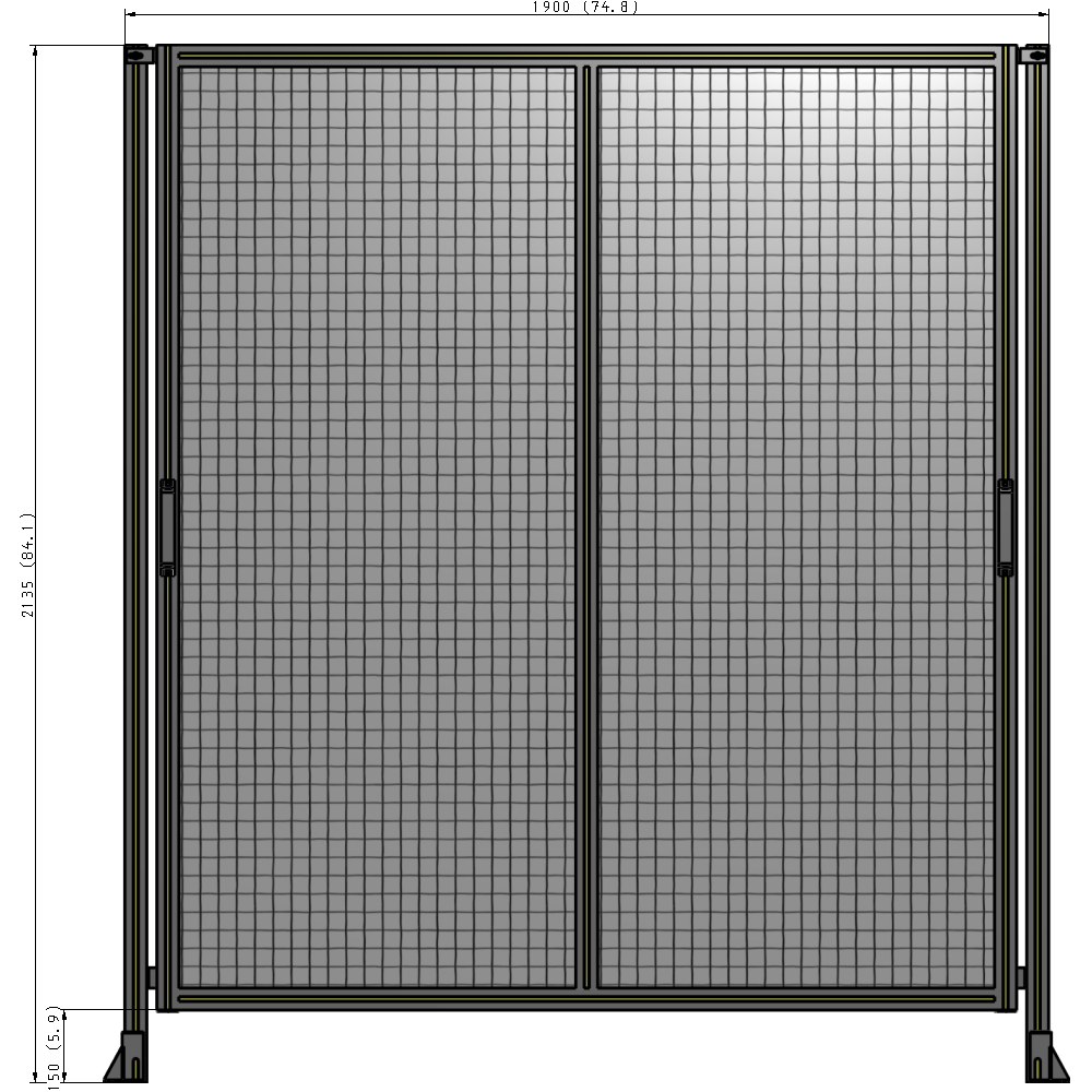 E4-2135-1900-0150-GYMTA DOUBLE REMOVABLE PANEL WITH LEGS  2135MM X 1900MM 1" MESH, FULLY ASSEMBLED