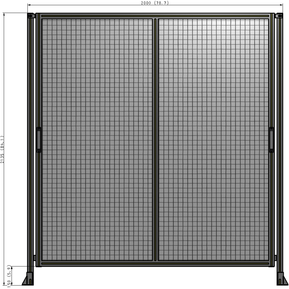 E4-2135-2000-0150-GYMTA DOUBLE REMOVABLE PANEL WITH LEGS  2135MM X 2000MM 1" MESH, FULLY ASSEMBLED
