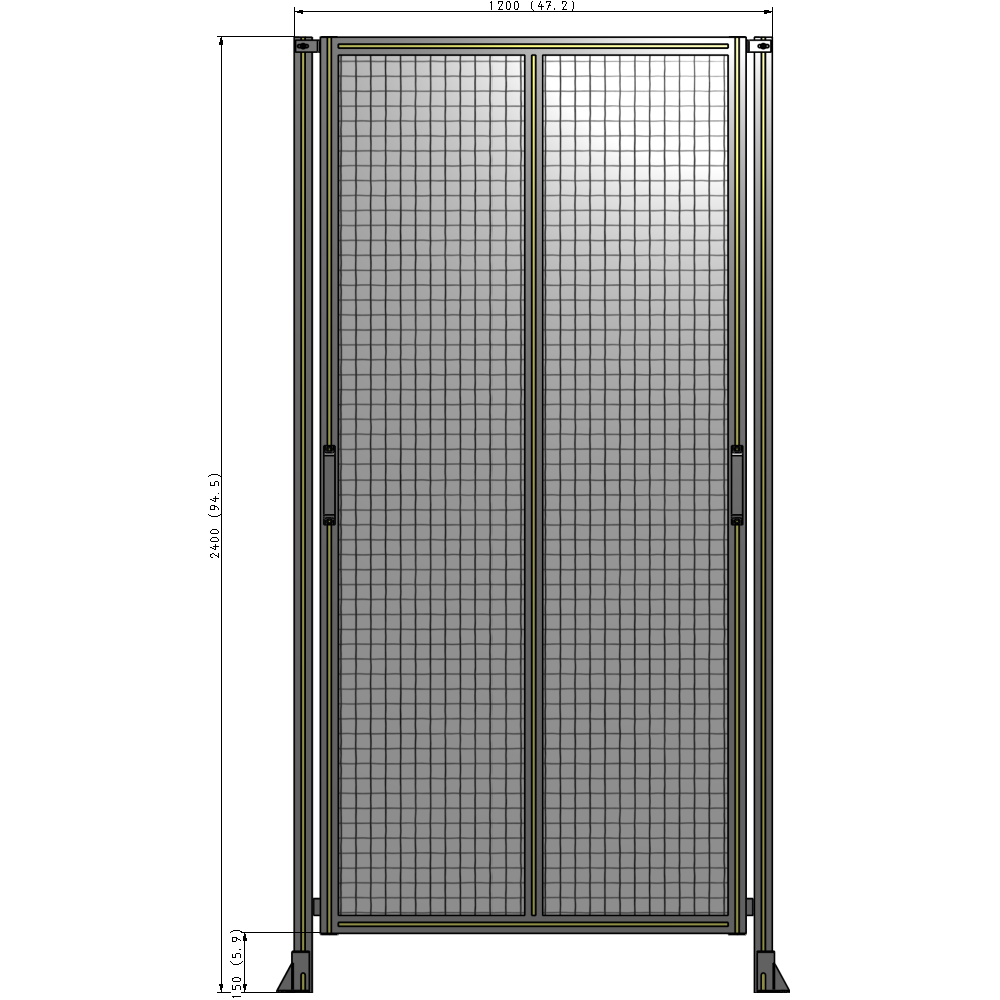 E4-2400-1200-0150-GYMTK DOUBLE REMOVABLE PANEL WITH LEGS 2400MM X 1200MM 1" MESH, AS A KIT