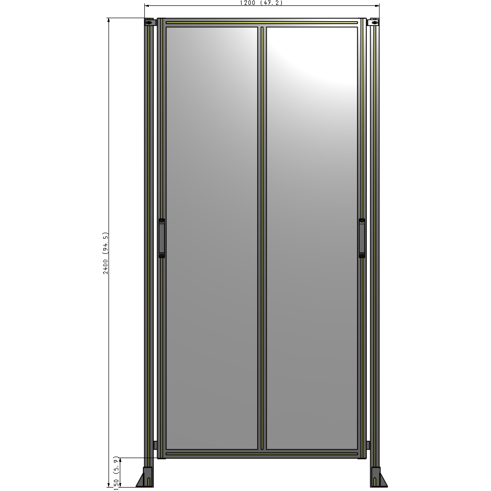 E4-2400-1200-0150-GYPTA DOUBLE REMOVABLE PANEL WITH LEGS  2400MM X 1200MM 1/4" POLYCARBONATE, FULLY ASSEMBLED