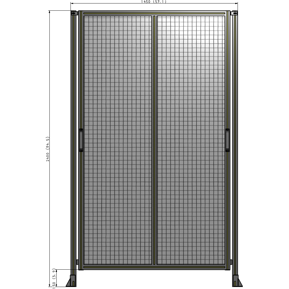 E4-2400-1450-0150-GYMTK DOUBLE REMOVABLE PANEL WITH LEGS 2400MM X 1450MM 1" MESH, AS A KIT