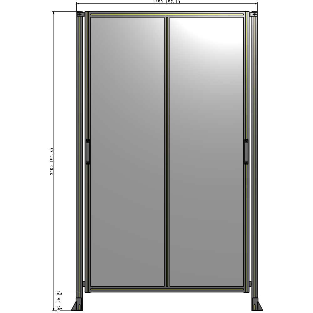 E4-2400-1450-0150-GYPTK DOUBLE REMOVABLE PANEL WITH LEGS 2400MM X 1450MM 1/4" POLYCARBONATE, AS A KIT