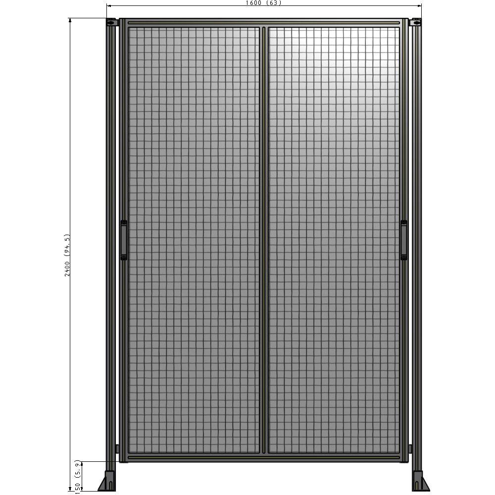 E4-2400-1600-0150-GYMTK DOUBLE REMOVABLE PANEL WITH LEGS 2400MM X 1600MM 1" MESH, AS A KIT