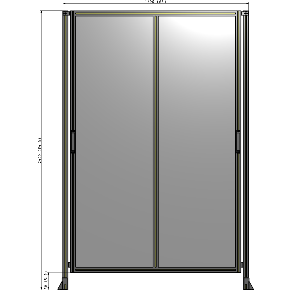 E4-2400-1600-0150-GYPTK DOUBLE REMOVABLE PANEL WITH LEGS 2400MM X 1600MM 1/4" POLYCARBONATE, AS A KIT