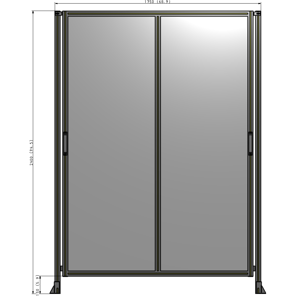 E4-2400-1750-0150-GYPTA DOUBLE REMOVABLE PANEL WITH LEGS  2400MM X 1750MM 1/4" POLYCARBONATE, FULLY ASSEMBLED