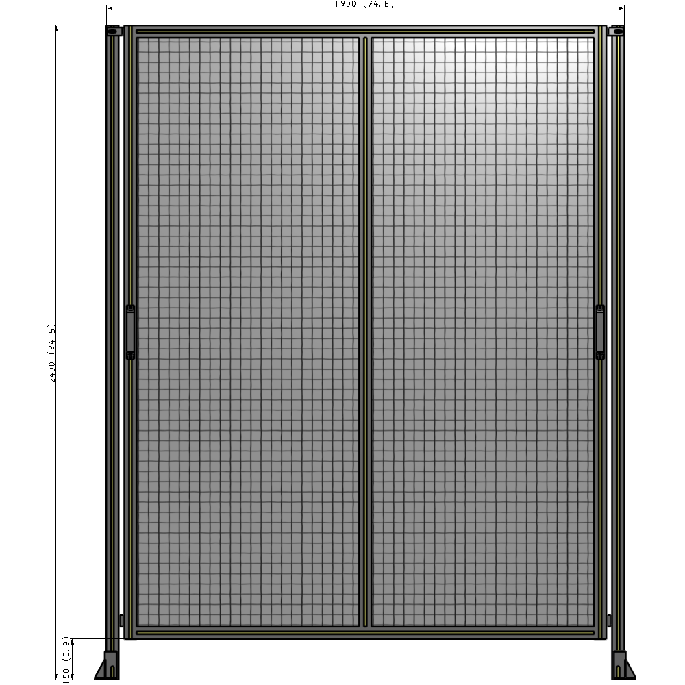 E4-2400-1900-0150-GYMTK DOUBLE REMOVABLE PANEL WITH LEGS 2400MM X 1900MM 1" MESH, AS A KIT