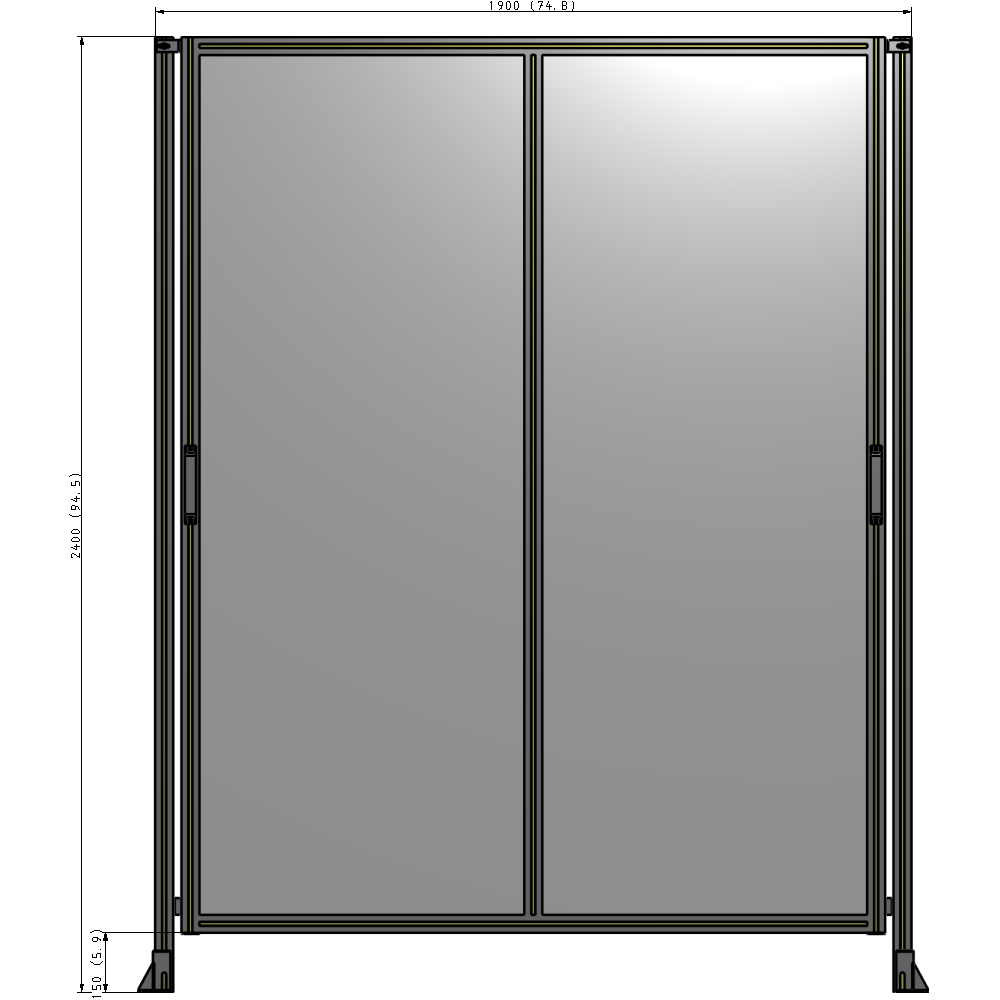 E4-2400-1900-0150-GYPTA DOUBLE REMOVABLE PANEL WITH LEGS  2400MM X 1900MM 1/4" POLYCARBONATE, FULLY ASSEMBLED